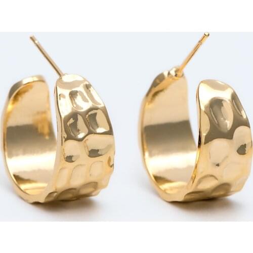 10pcs Gold Round Circle Ear Posts 19mm, Gold Plated Brass, Geometric Hoop Stud Earrings (GB-1870-1)
