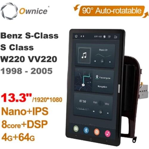 13.3Inch 1920*1080 Android 10.0 Rotation Autoradio forMercedes Benz S-Class W220 1998-2005 Car Radio Auto GPS Multimedia DSP IPS