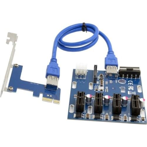 2021 NewPCI Express 1x to 16x Powered Riser Adapter Card USB 3.0 PCI-E 1 to External 4 -GPU Riser Extender Card for Mining
