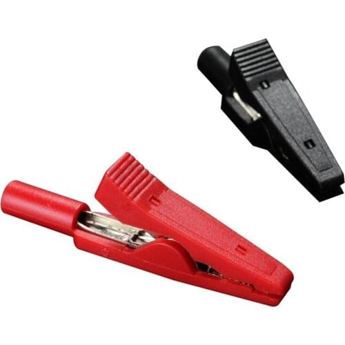 2X Insulated Alligator Clip Connector Clamp Testing Probe Red+Black