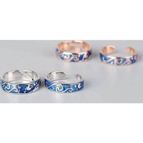 925 Sterling Silver Vincent Van Gogh The Starry Night Ring Lovers' Ring Boyfriend Girlfriend Gift Men Women Ring Lady Jewelry