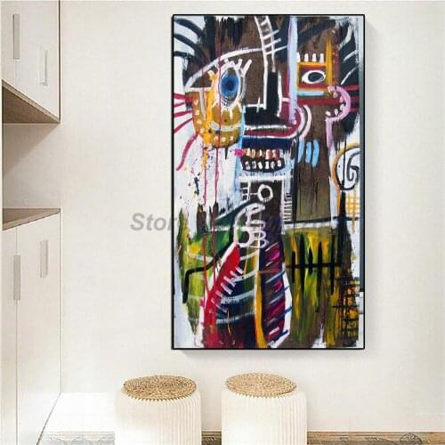 Jean Michel Painting Abstract Street Art Self Portrait Posters And Prints Decorative Wall Art Canvas Pictures For Living Room