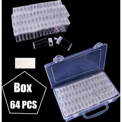 Diamond Painting Accessories 64 Grid Container Box DIY Diamant Embroidery Mosaic Tools Bead Transparent Plastic Drill Storage