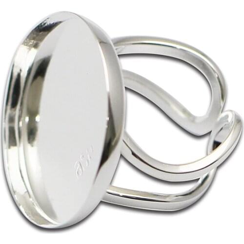 Beadsnice 925 Sterling Silver Base Blank Pad Setting fit 25mm Round Adjustable Handmade Jewelry Findings For Gifts Rings