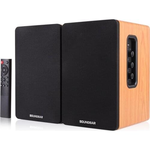 SR01 80W HiFi Speaker Sound Wooden Bookshelf Speakers 2.0 Home Theater Music Professional Soundbar 1 Pair 4.5 inches For TV PC