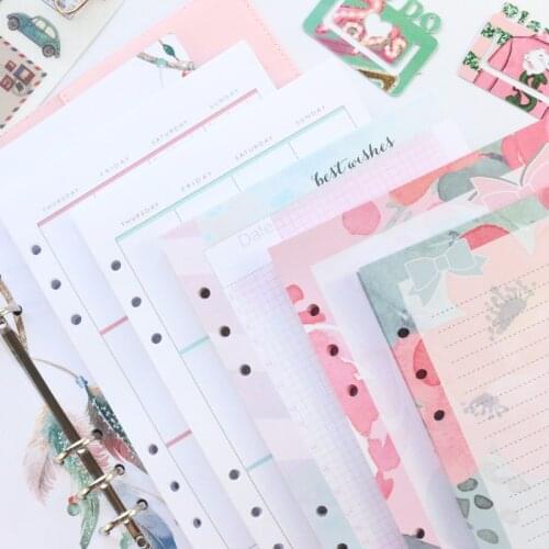 Domikee A5 A6 cute colored refilling paper sheets for binder spiral planner notebooks stationery:monthly daily planner 45sheets