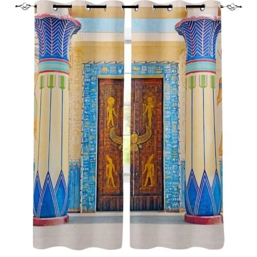 Egypt House Door Pattern Art Window Curtain Bedroom Bay Window Blackout Curtains Modern Living Room Floor Curtains