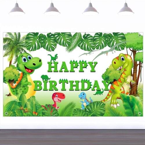 Dinosaur Background For Kids Boys Happy Birthday Photography Backdrop Banner Party Decorations Supplies Sign Green