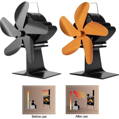 Fireplace 5 Blades Heat Powered Stove Fan Log Wood Burner Ecofan Quiet Home Fireplace Fan Efficient Heat Distribution