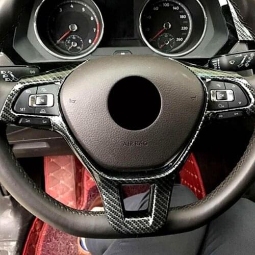 ABS Carbon Fibre For JETTA MK6 2015 2016 2017 2018 Car Steering wheel frame Cover trim Car Styling Accessories 1pcs