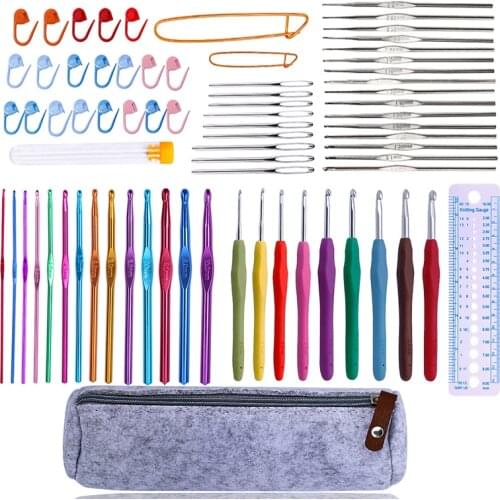 LMDZ 72pcs Crochet Set Large Hole Blunt Needle Ergonomic Yarn Knitting Needle Marker Clip Tool Set Crochet Sewing Accessories