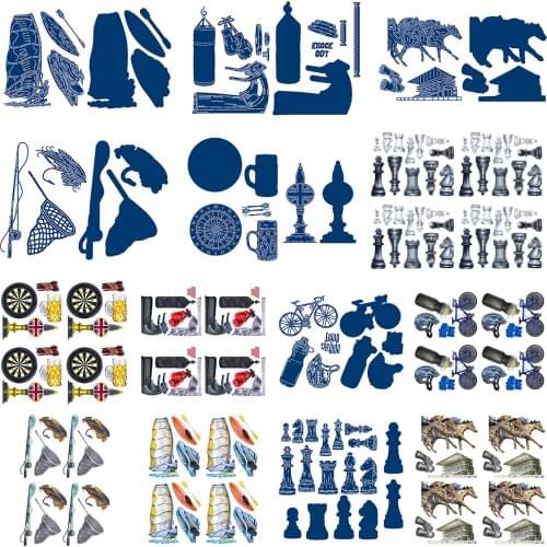 Metal Cutting Dies DIY Scrapbooking Photo Album Decor Craft Sport Events Color Paper for New Year Christmas Decor