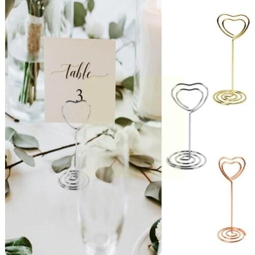Love Shape Metal Photo Clip Wedding Signs and Table Place Wedding Decor Numbers Cards Holder Party Supplies Table M1M6