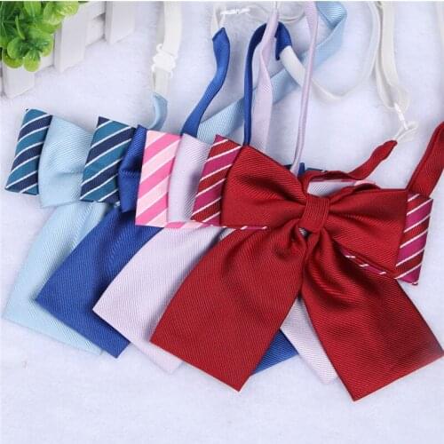 Cute Double Layers Preppy Style Womens British Japanese School Girls JK Uniform Bow Tie Students Neck Tie Cosplay 4 Colors