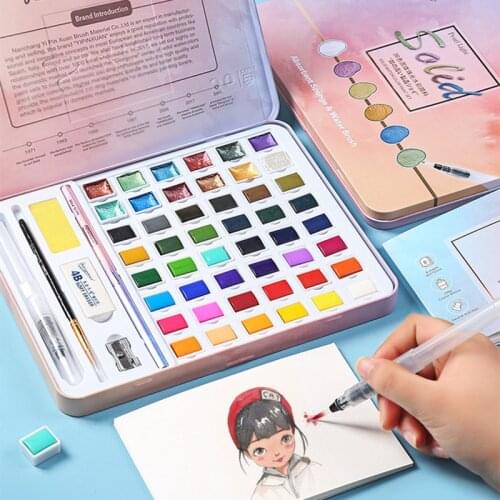 Superior Artist 36/48Colors Solid Watercolor Paints Set Tin box Professional Metal Water Color for Drawing Aquarell Art Supplies