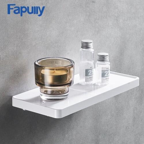 Fapully Wall Mounted Shelf Holder Stainless Steel Single Rolls Paper Stand Wall Holder Bathroom White ABS Shelf G163-04WN