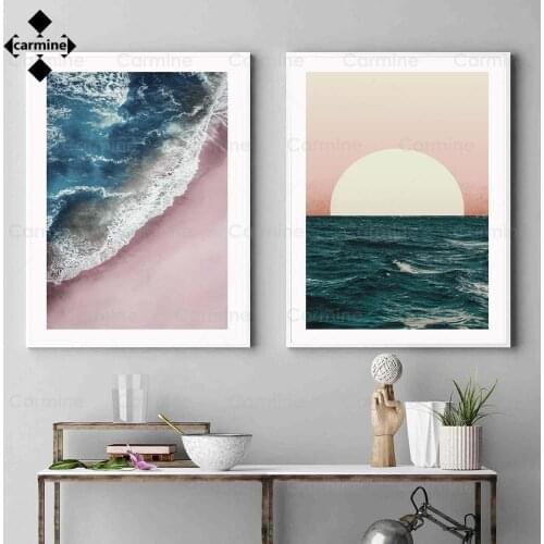 Sunset Seascape Canvas Painting Beach Blue Sea Wall Pictures Nordic Wall Art Poster and Print for Home Room Decoration Frameless