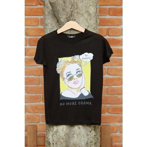 No More Drama Pattern Girl Clothing Tshirt Kids Tops Children T-shirts for Baby Girl Sleeveless Tshirts Toddlers Tops For Summer