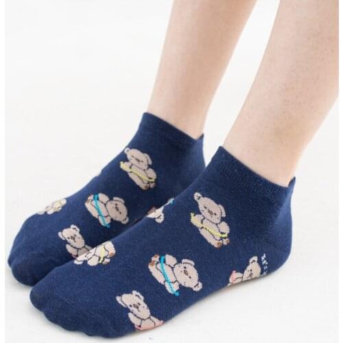 Cartoon cute socks ankle bear animal print kawaii calcetines mujer women meias korean fashion skarpetki cotton woman sock