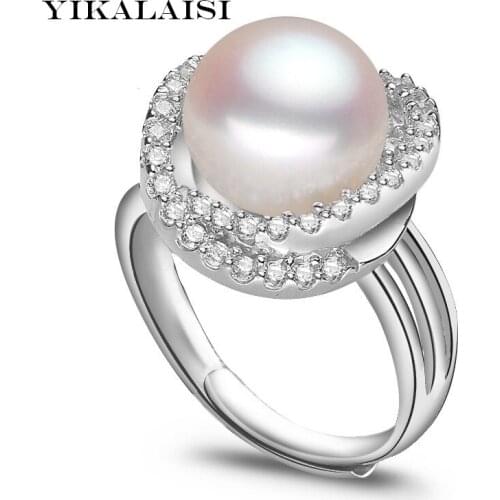 YIKALAISI 2017 Pearl Ring Jewelry Natural Freshwater Pearl Ring Wedding Rings 925 Sterling Silver jewelry Rings For Women Gift