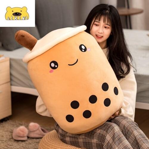 Bubble Tea Plush Toy Boba Plush Milk Boba Tea Plush Cup Shaped Pillow Real Life Food Stuffed Soft Back Cushion Gift Kid Birthday