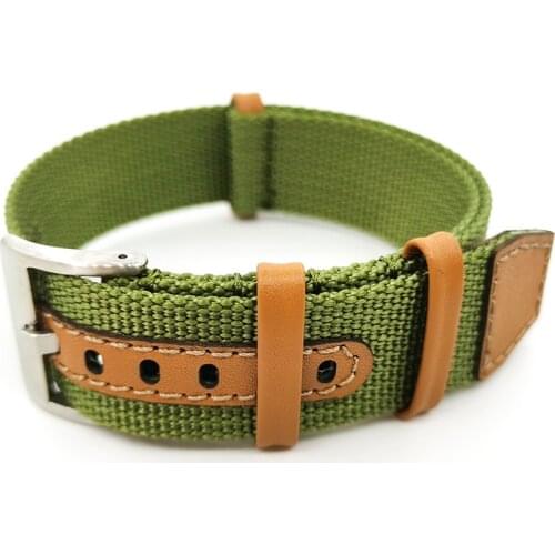 Premium Quality Genuine Leather Nylon Watch Strap 20mm 22mm Watchband Military Nato Strap Replacement Watch Band for Rolex/Seiko