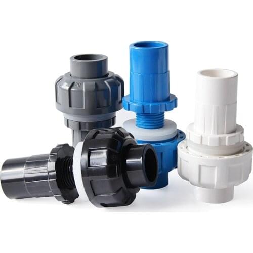 1Pc 20/25/32/40/50mm New Pattern PVC Pipe Union Connectors Aquarium Fish Tank Drain Garden Irrigation Inlet Outlet Accessories
