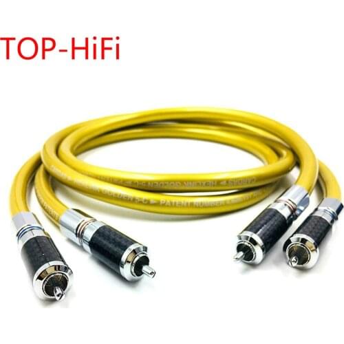 TOP-HiFi Pair 2RCA Male Cable RCA Reference Interconnect Audio Cable Rhodium plated PLUG for HEXLINK GOLDEN 5-C Wire