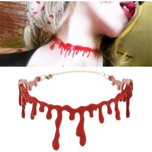 Halloween Decoration Horror Blood Drip Necklace Fake Blood Vampire Fancy Joker Choker Costume Red Necklaces Party Accessories