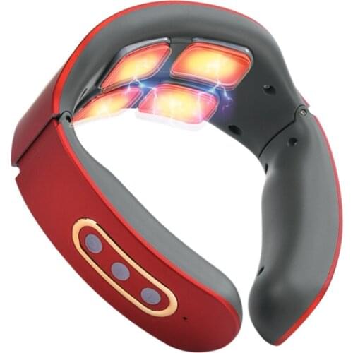 New Smart Electric Pulse Neck Massager Far Infrared Heating Health Care Intelligent Cervical Shoulder Neck Massage