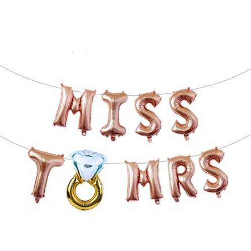 9pcs 3 Colors Rose Gold Silver 16 Inch English MISS TO MRS Balloons Wedding Aluminum Foil Balloon Engagement Home Party Decor
