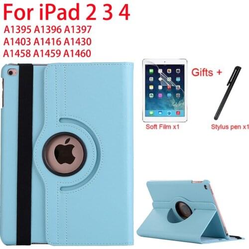 360 Degree Rotating Smart Case For iPad 2 3 4 Cover For Apple iPad A1395 A1396 A1397 A1403 A1416 A1458 A1459 A1460 Funda Stand