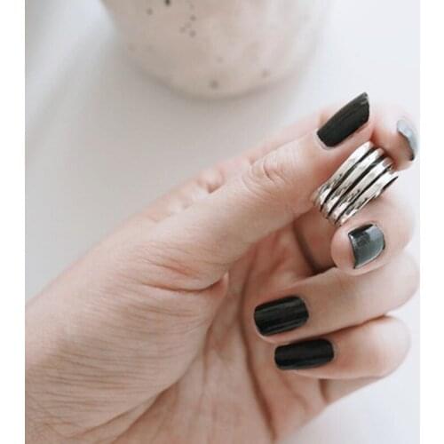 Vintage Silver Color Multilayer Chains Rings for Women Statement Jewelry Adjustable Finger Ring Girls Gifts