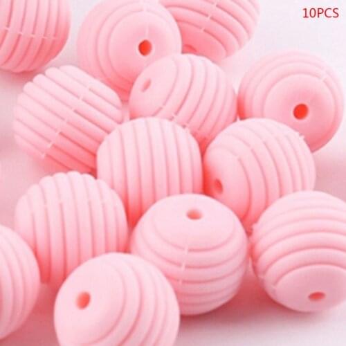 10 Pcs/pack Silicone Balls Baby Teething Spiral Round Beads DIY Necklace Infants Teether Pacifier Chain Accessories