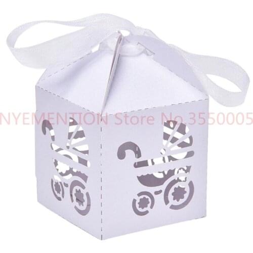 1000Pcs Candy Boxes with Ribbon Carriage Shape Shower Favor box For Bomboniere Wedding Party Gift Holder Baby Shower Anniversary