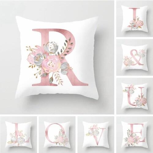 45*45CM Cushion Covers Pink Love Throw Pillow Covers Letter Nordic Valentines Day Polyester Pillow Case Sofa Home Decor