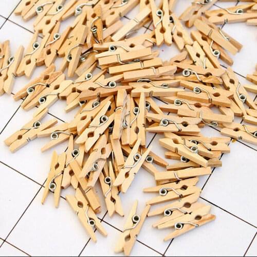 50 Pcs Wooden Pegs with 30m Jute Twine String for Photos DIY Arts Party Holder