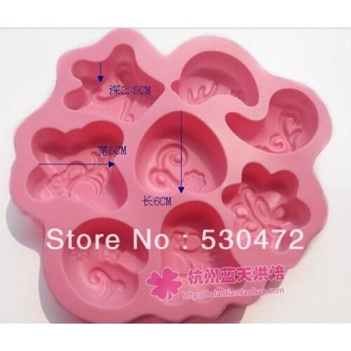 8 hole Exotic flower silicone Cake Mould soap mold Pudding mould 70ML 24.2*22.9*3CM kitchen tools