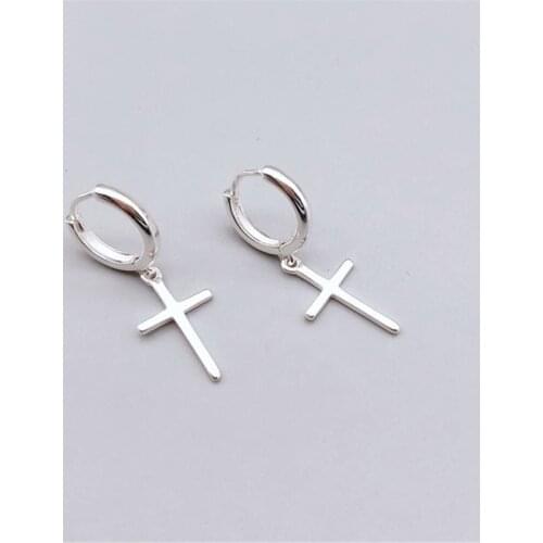 925 Sterling Silver Tassel Cross Drop Earring For Women Party Jewelry Brincos Pendientes eh1192