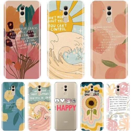 Phone Case For Huawei Mate 20 10 9 Lite Aesthetic Flower Peach Art Silicone Soft Back Cover For Huawei Mate 7 8 9 10 Pro Case