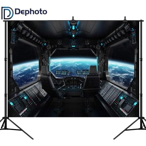 DePhoto Spaceship Interior Background Futuristic Science Fiction Photography Backdrops Spacecraft Cabin Photo Shoot Studio Props