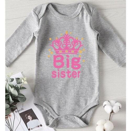 Long Sleeve Baby Rompers Big Sister Kids Outfits Summer Infant Girls Clothes Winter 0-24 Months Newborn Baby Onesies