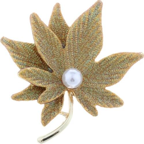 Double Maple Leaves Pearl Brooch Pin, White Pearl Pin - for Wedding, Party, Prom, Commencement, Anniversary Suits Ornaments