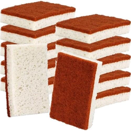 Scrub Sponge 12 Pack, Palm Fiber Sponge ,Durable No Smell Dishwashing Kitchen Scrubber,Cleaning Sponges for Dishes