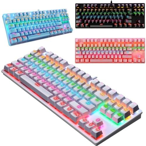 K550 87 Keys True Mechinery USB Wired RGB Backlight Blue Switch Office Gaming Mechanical Keyboard for PC Laptop Computer