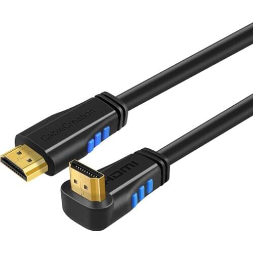 HDMI 2.0 Cable, 4K (60Hz) Down Angle 90 Degree Down HDMI Cable with Gold Plated Connector, Support Ultra HD, 3D Video