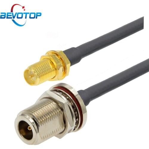 RP-SMA Female to N Female Waterproof Bulkhead RG58 Cable 50 Ohm Coaxial Pigtail WIFI Extension Cord RF Coax Jumper Adapter