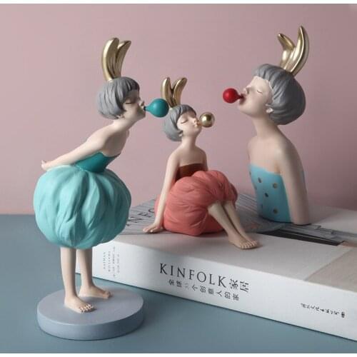 Kawaii Bubble Girl Sculpture decor Ornaments Characters Statue Crafts Home Decoration Accessories Gift for Girlfriend