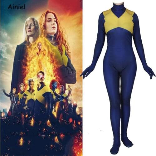 X-Men: Dark Phoenix Phoenix Jean Grey Costume Cosplay Zentai Bodysuit Suit Jumpsuits Halloween Party for Women Kids Adult