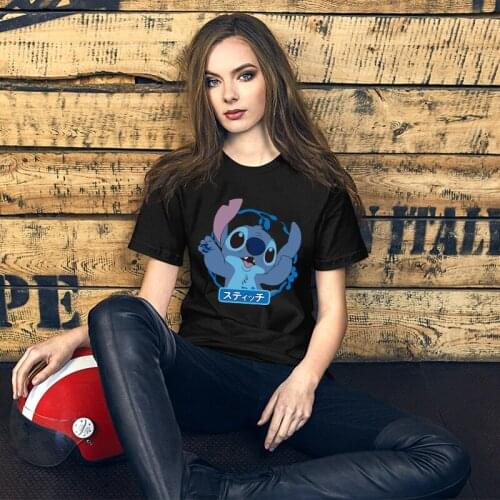 Disney Hot Outfits Women T-shirt Loose Casual Short Sleeve Tshirt Student Clothing Ladies Cotton T Shirt Lilo Stitch Female Tee